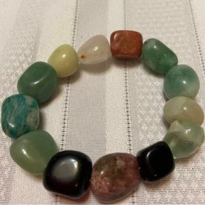 Natural Stone Chunky Boho Stretch Bracelet- Never Worn- New!